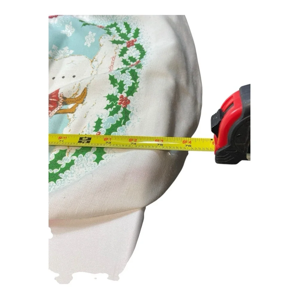 VTG 80s Christmas Table‎ Runner Snowman Girl Sunny Bunch Holiday Decor RETRO